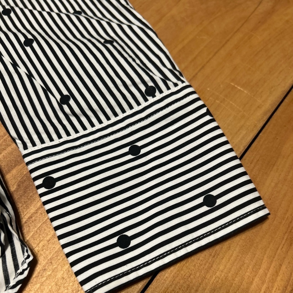 Talbots Black and White Striped Women's Blouse size L - Picture 4 of 12